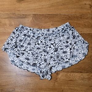Anthropologie White & Black Floral Sleep Shorts